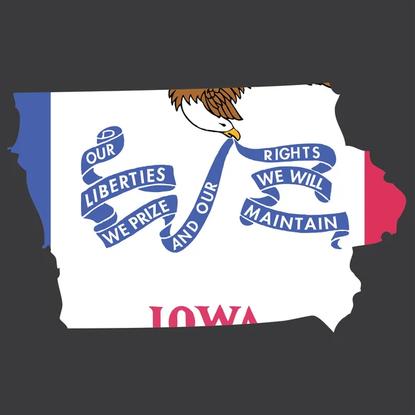 Un mapa altamente detallado con la bandera dentro del estado de Iowa — Vector de stock