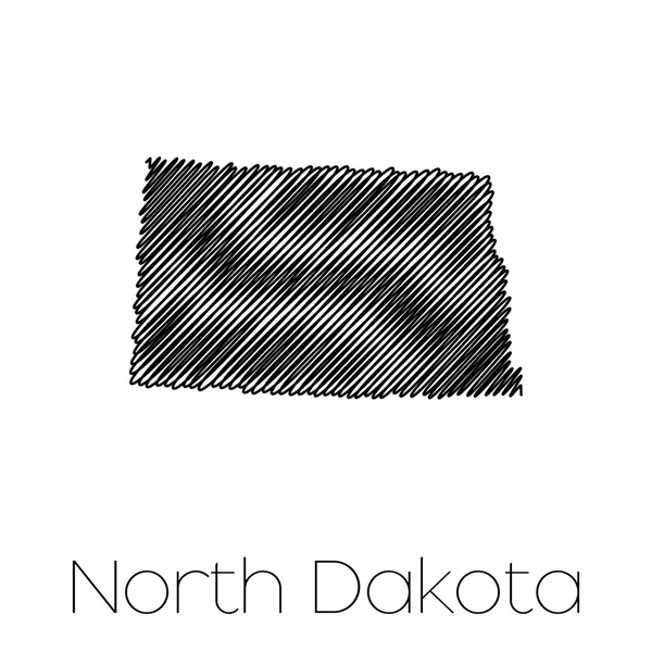 Scribbled vorm van de staat North Dakota — Stockvector