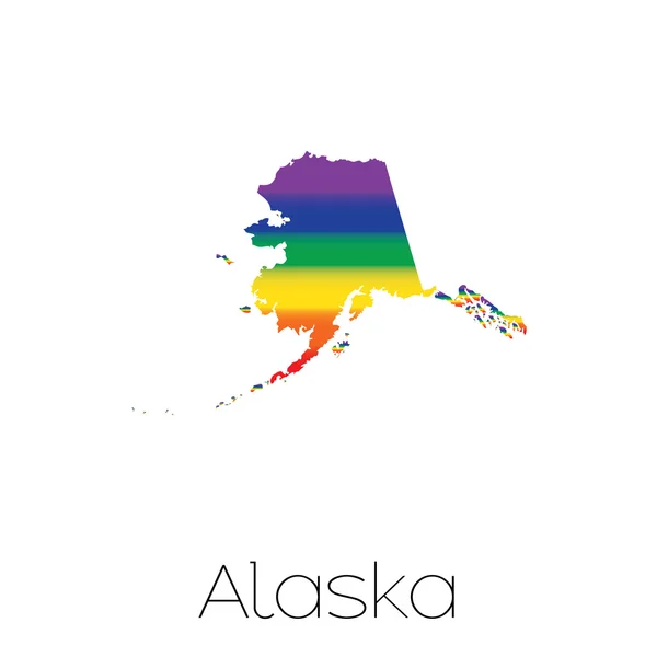 Drapeau LGBT à l'intérieur de l'État de l'Alaska — Image vectorielle