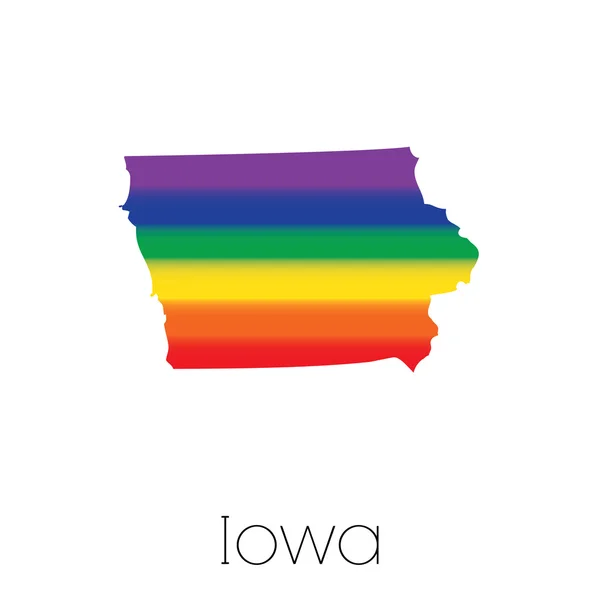 LGBT bayrak Iowa eyalet içinde — Stok Vektör