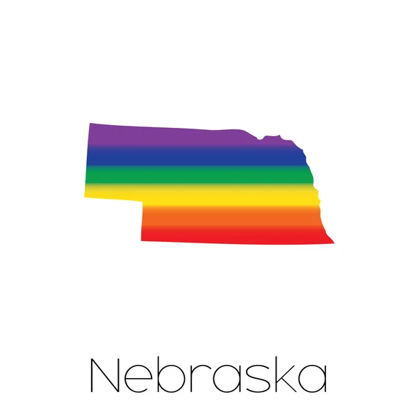 LGBT vlag binnen de staat Nebraska — Stockvector