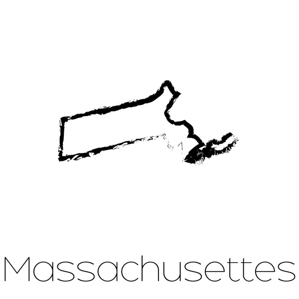 Forma garabateada del Estado de Massachusetts — Vector de stock