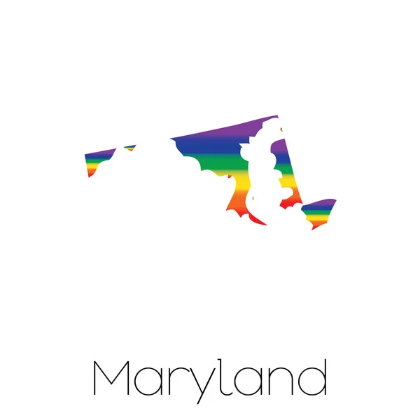 LGBT Flag inside the State of Maryland — Stock Vector