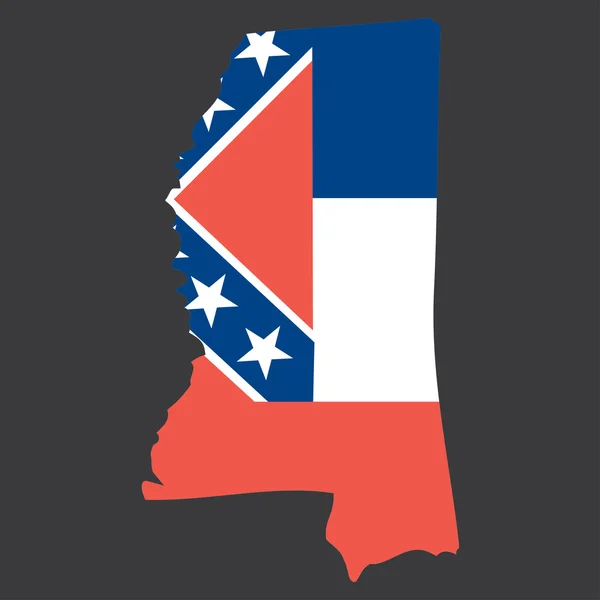 Um mapa altamente detalhado com bandeira dentro do estado do Mississip — Vetor de Stock