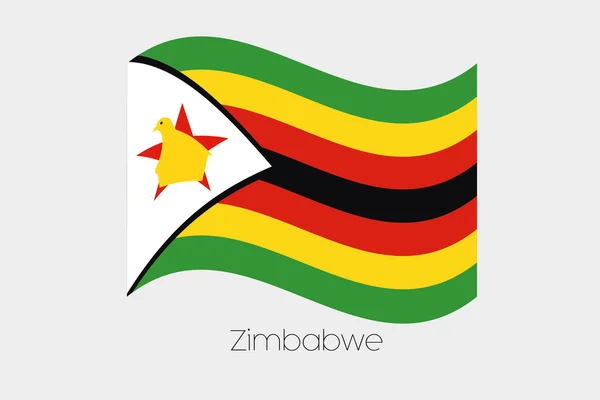 3D Waving Flag Illustration of the country of  Zimbabwe — Stock Vector