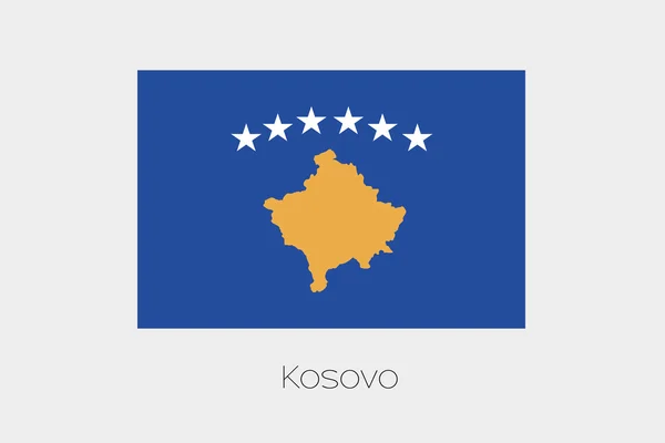 Illustration of the flag, with name, of the country of Kosovo — Stock Vector