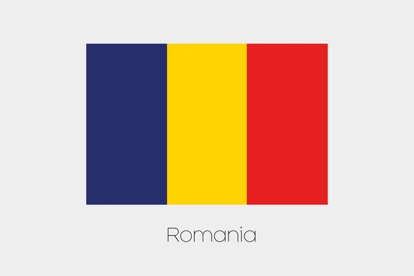 Illustration of the flag, with name, of the country of Romania — Stock Vector