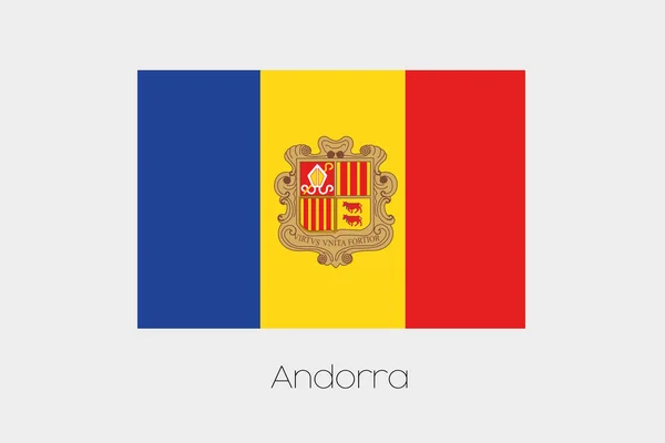 Abbildung der Flagge, mit Namen, des Landes von andorra — Stockvektor