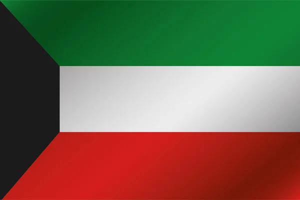 3D Wavy Flag Illustrazione del paese del Kuwait — Vettoriale Stock