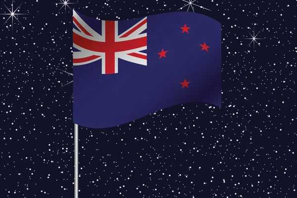 3D bayrak illüstrasyon ülkenin gece gökyüzünde sallayarak — Stok Vektör