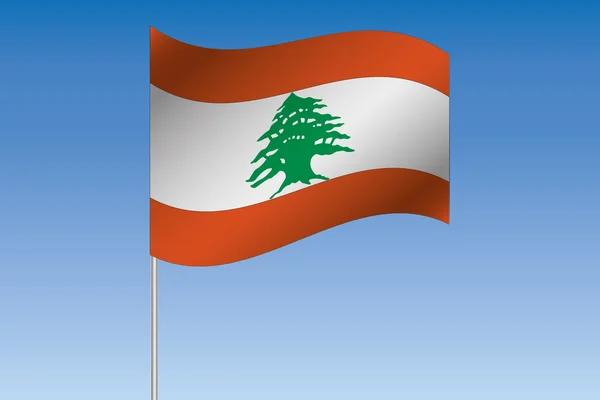 3D bayrak illüstrasyon Lebano ülkenin gökyüzünde sallayarak — Stok Vektör
