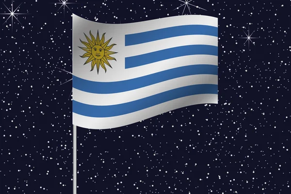 3D Bendera Illustration melambaikan tangan di langit malam negara - Stok Vektor