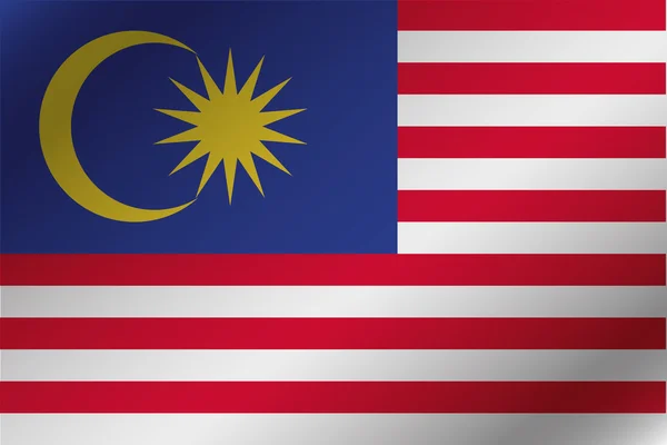 Ilustración de la bandera ondulada 3D del país de Malasia — Vector de stock