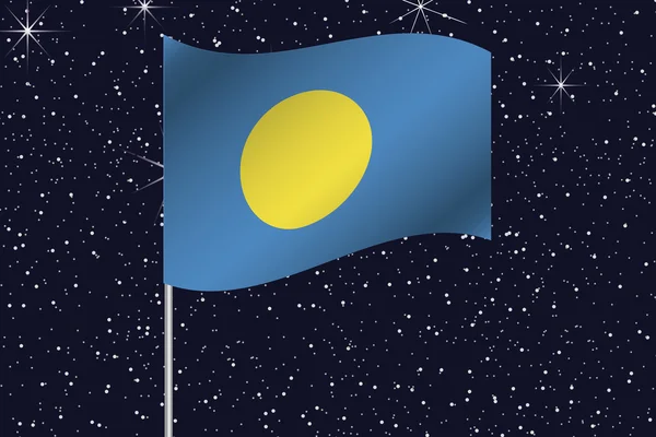 3D-s illusztráció zászló integet az éjszakai égbolton, az ország — Stock Vector