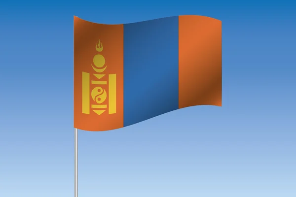 몽골의 국가의 하늘에 물결치는 3d 깃발 그림 — 스톡 벡터