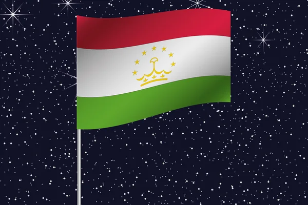 3D-flaggan Illustration viftande på natthimlen i landet där — Stock vektor
