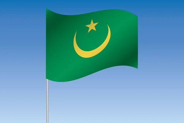 Ilustrasi Bendera 3D melambaikan tangan di langit negara Maurit - Stok Vektor