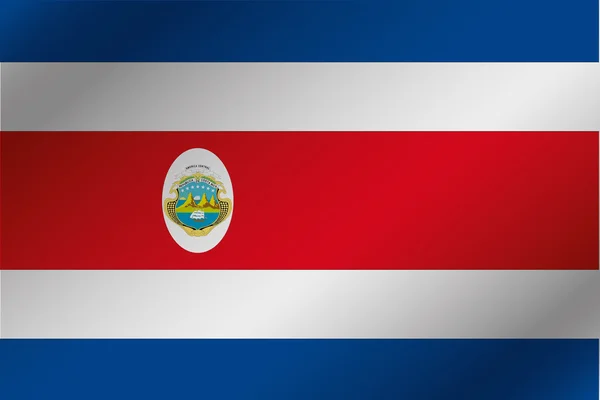 3D vlnité vlajky ilustrace ze země Kostarika — Stockový vektor