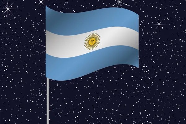 Bandera 3D Ilustración ondeando en el cielo nocturno del país de — Vector de stock