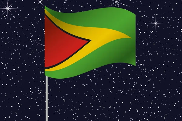 Bandera 3D Ilustración ondeando en el cielo nocturno del país de — Vector de stock