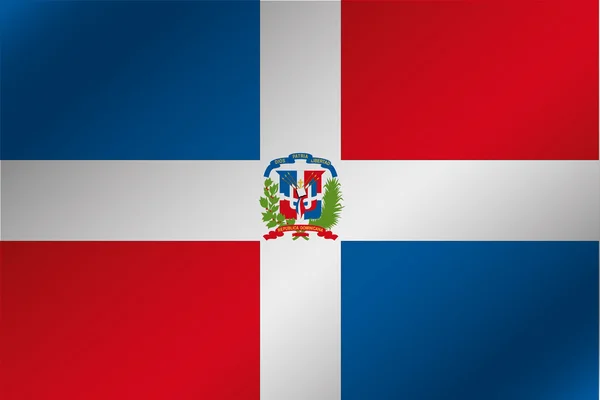 3D vågiga flagga Illustration av landet av Dominikanska Republiken — Stock vektor