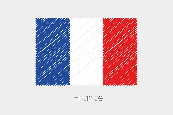Bandera garabateada Ilustración del país de Francia — Archivo Imágenes Vectoriales