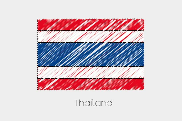 Bandera garabateada Ilustración del país de Tailandia — Vector de stock