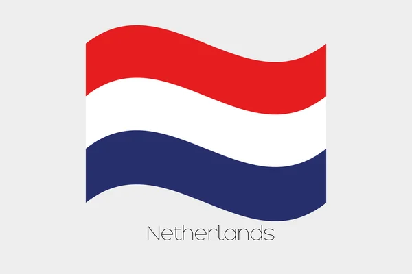 Drapeau ondulé 3D Illustration du pays des Pays-Bas — Image vectorielle