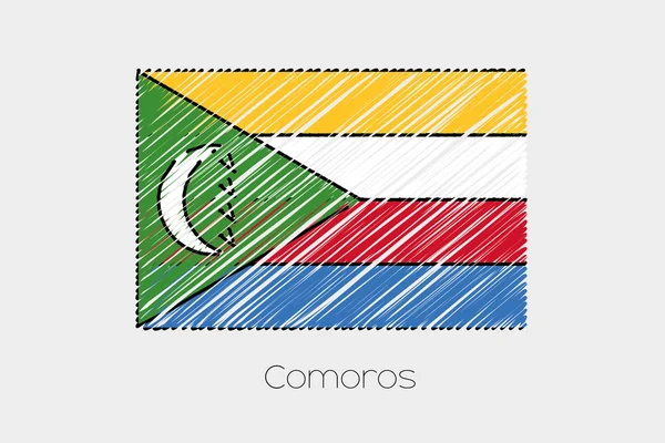 Scribbled Bandeira Ilustração do país de Comores — Vetor de Stock