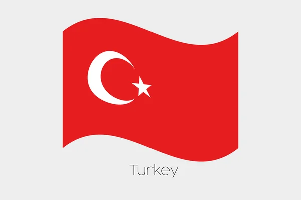 3D Waving Flag Illustration of the country of  Turkey — Stock Vector