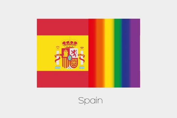 LGBT vlag illustratie met de vlag van Spanje — Stockvector