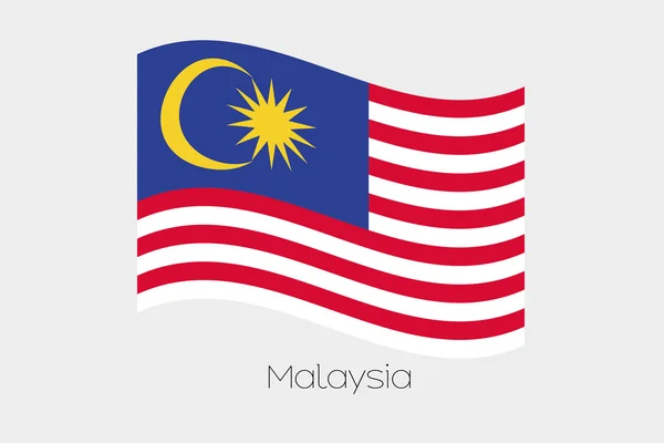 Bandera ondeante 3D Ilustración del país de Malasia — Archivo Imágenes Vectoriales