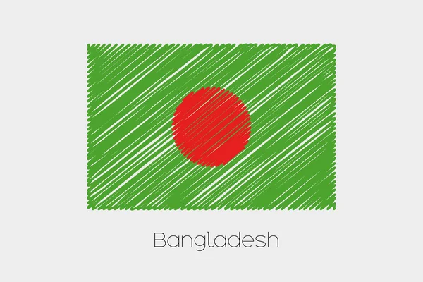 Gekritzelte Flagge zeigt das Land von Bangladesh — Stockvektor