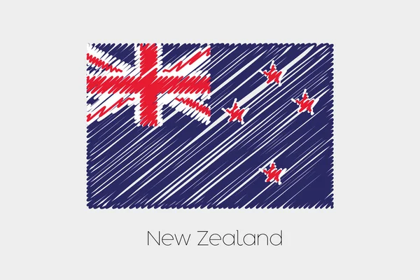 Yeni Zelanda ülke karalanmış bayrağı çizimi — Stok Vektör