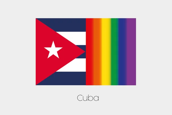 Ilustración de la Bandera LGBT con la Bandera de Cuba — Vector de stock