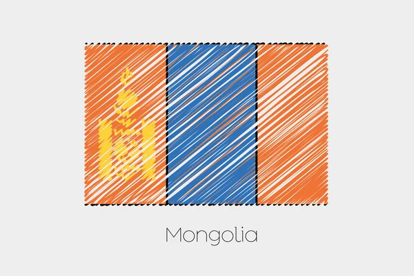 Bandera garabateada Ilustración del país de Mongolia — Vector de stock