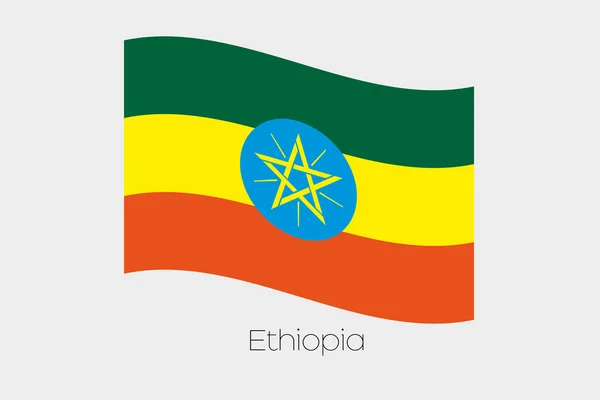 Bandera ondeante 3D Ilustración del país de Etiopía — Archivo Imágenes Vectoriales