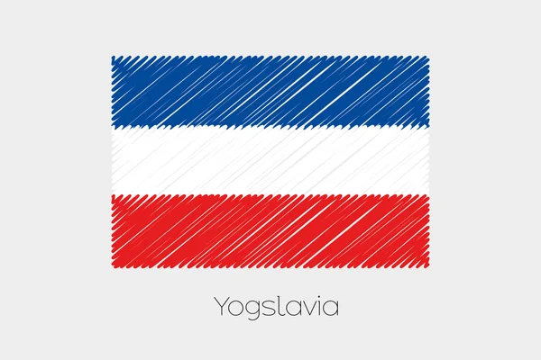 Scribbled vlag illustratie van het land van Joegoslavië — Stockvector