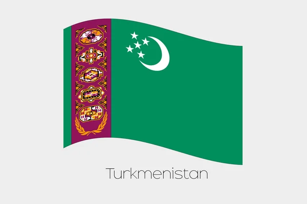 Bandera ondeante 3D Ilustración del país de Turkmenistán — Vector de stock