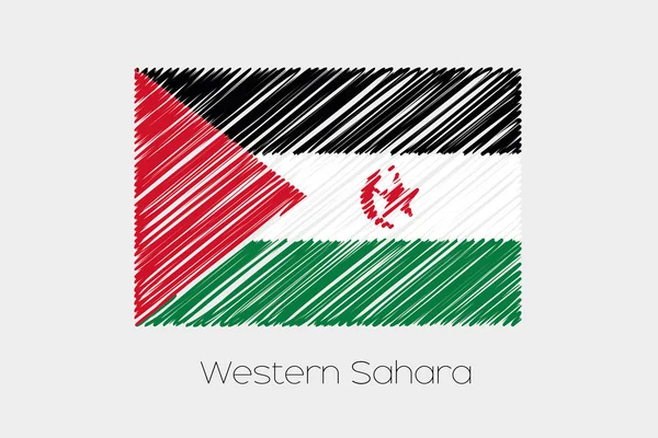 Scribbled Bandeira Ilustração do país do Saara Ocidental — Vetor de Stock