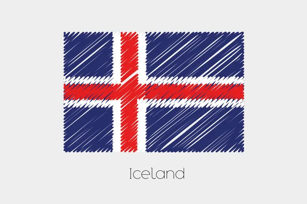 Bandiera scarabocchiata Illustrazione del paese dell'Islanda — Vettoriale Stock