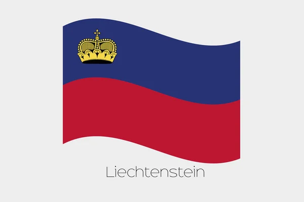 3D Waving Flag Illustration of the country of  Liechtenstein — Stock Vector
