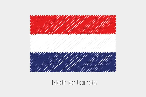 Bandera garabateada Ilustración del país de Holanda — Vector de stock