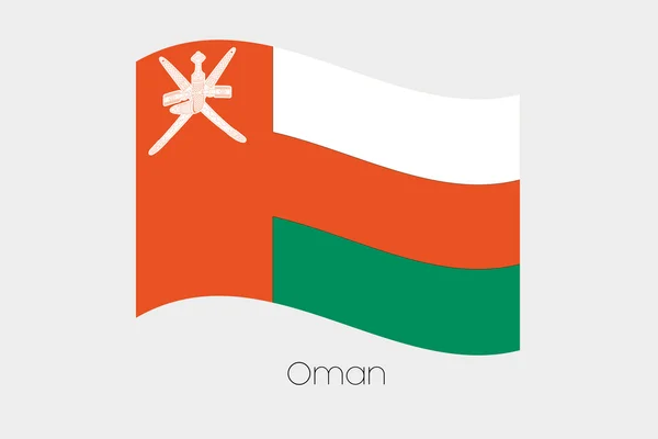 3D mává vlajkou ilustrace ze země Omán — Stockový vektor