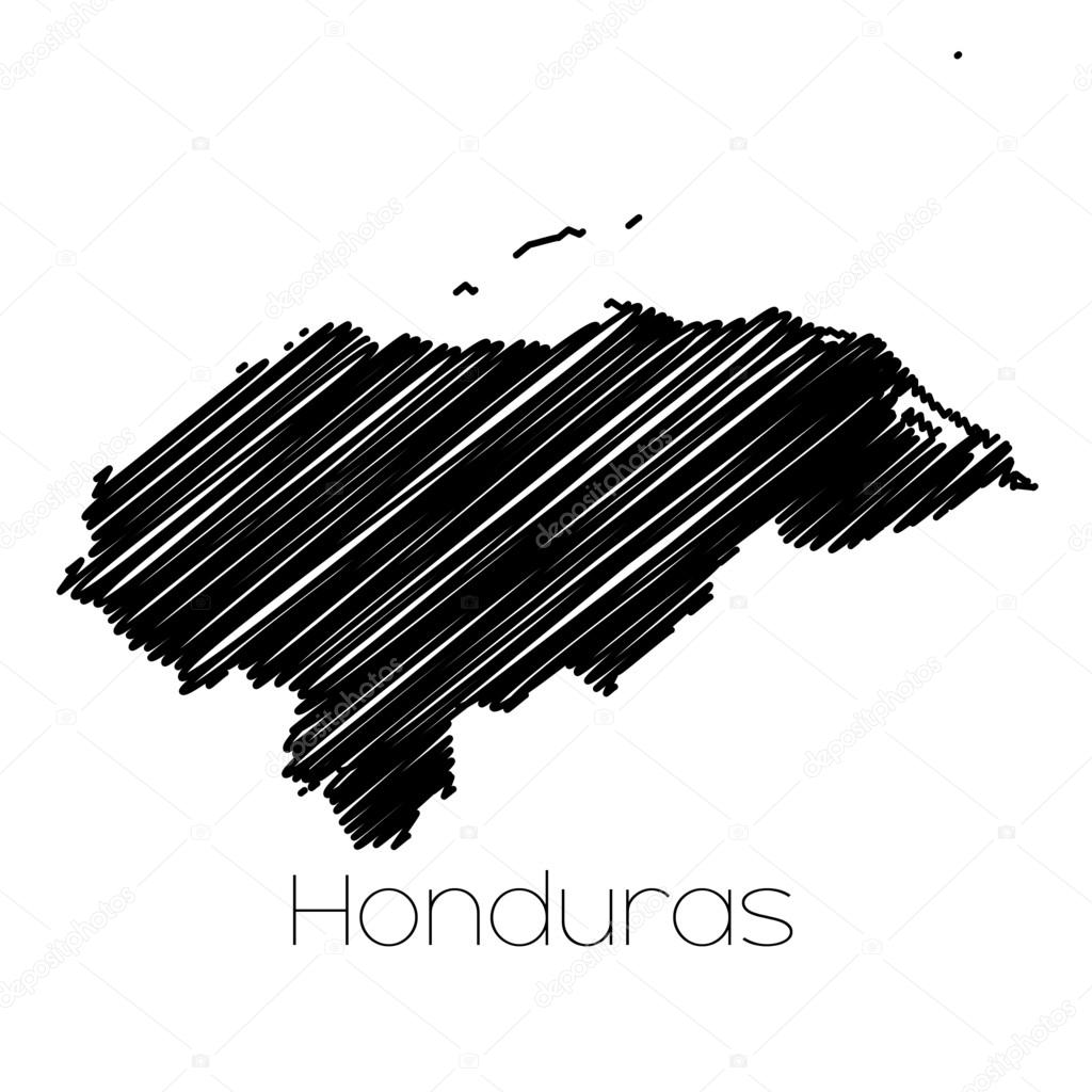 Scribbled Map of the country of  Honduras