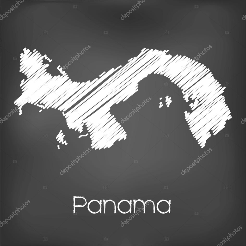 Scribbled Map of the country of Panama