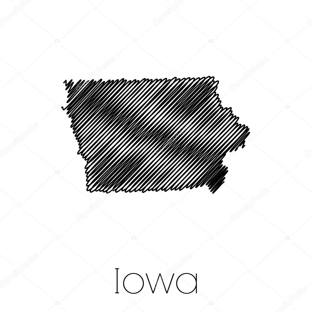 Scribbled shape of the State of Iowa