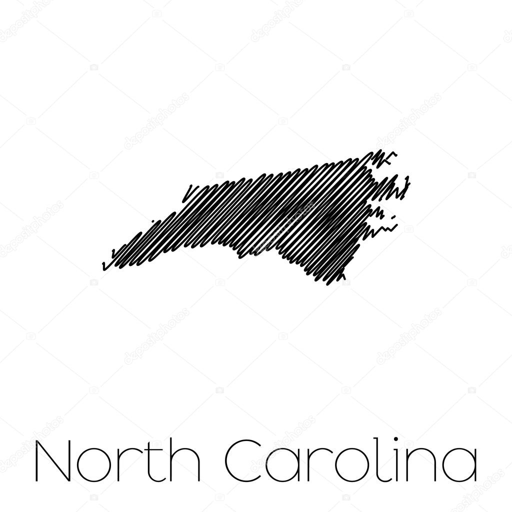 Scribbled shape of the State of North Carolina