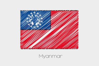 Myanmar ülke karalanmış bayrağı çizimi