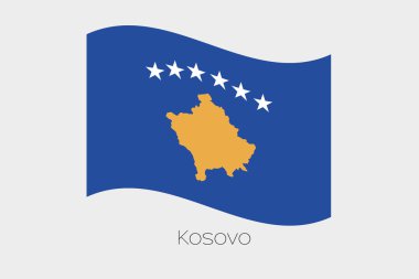 3D sallayarak bayrak illüstrasyon Kosova'nın ülkenin